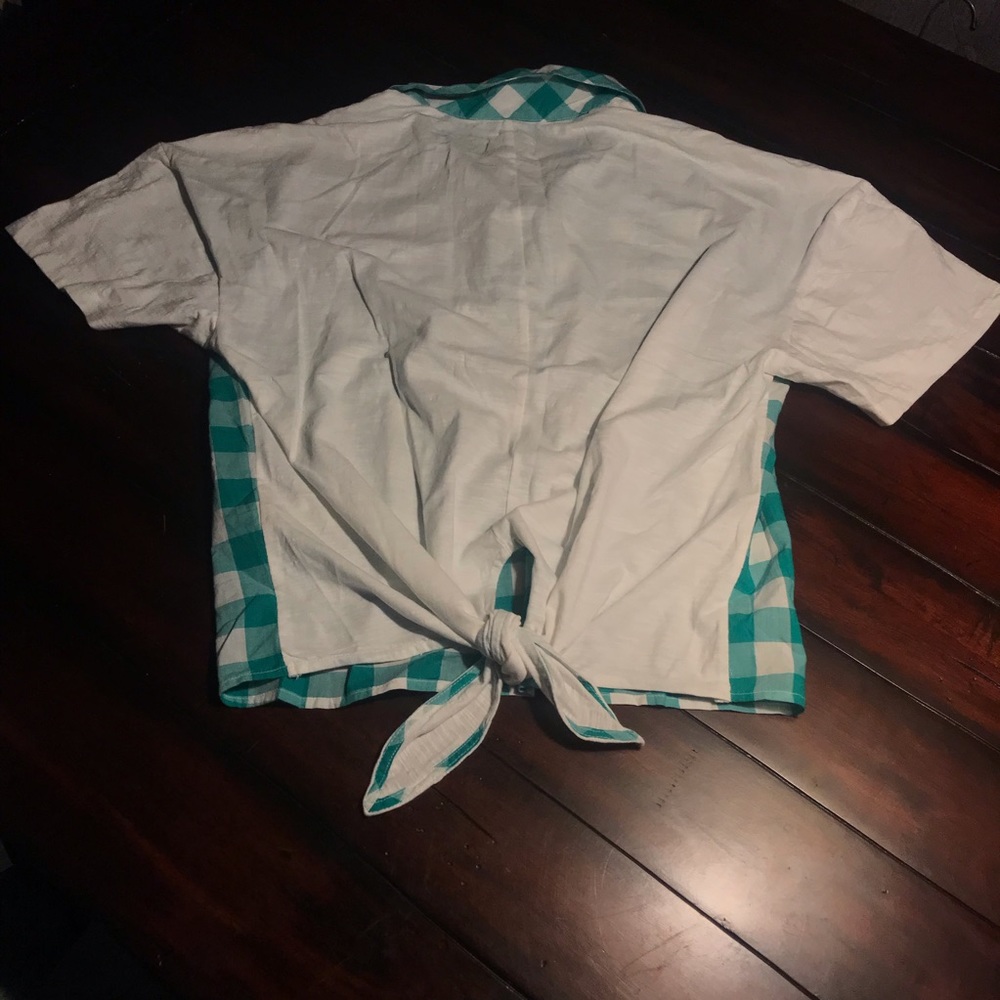 NWT Anthropologie Golda Gingham Tie-back Top. Size medium - Picture 5 of 7